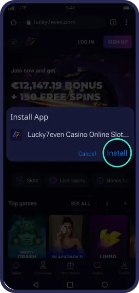 How to Download Lucky7even Android App — Step 3